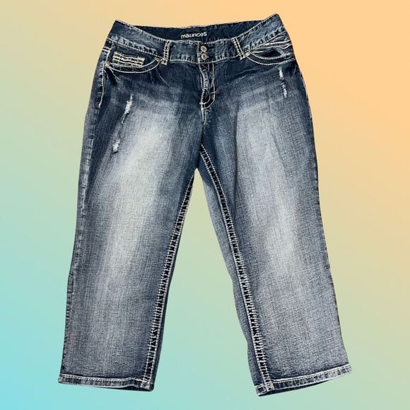 Maurices Light Wash Denim Capris Size 13/14 #124 - Picture 1 of 6